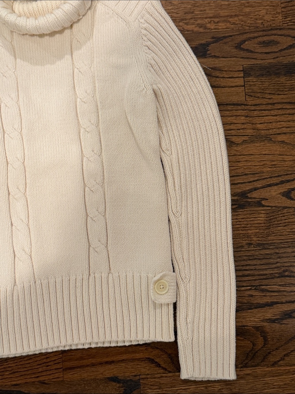 Tommy Hilfiger Cream Cable-Knit Turtleneck Sweater - Picture 6 of 9